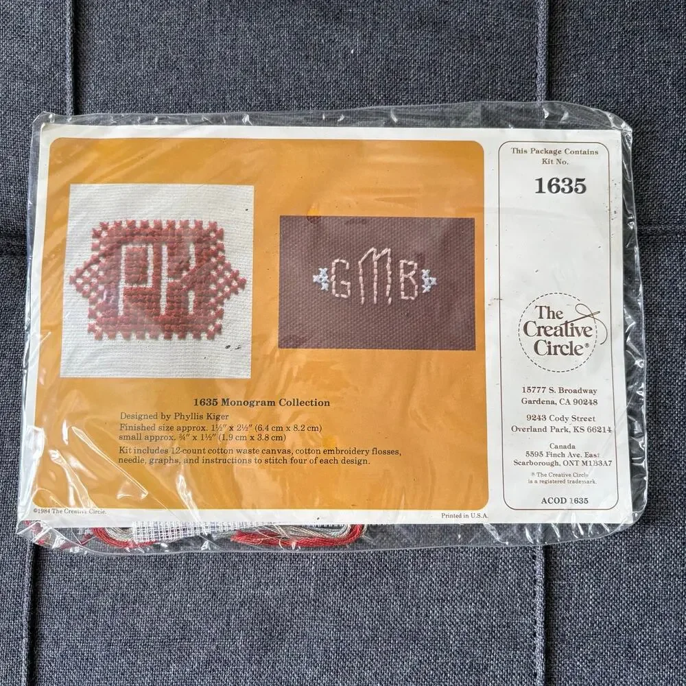 Monogram Collection Vintage Stamped Embroidery Kit by The Creative Circle - 1984